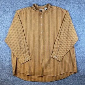Frontier Classics Shirt Mens 3XL Brown Orange Band Collar Western Popover